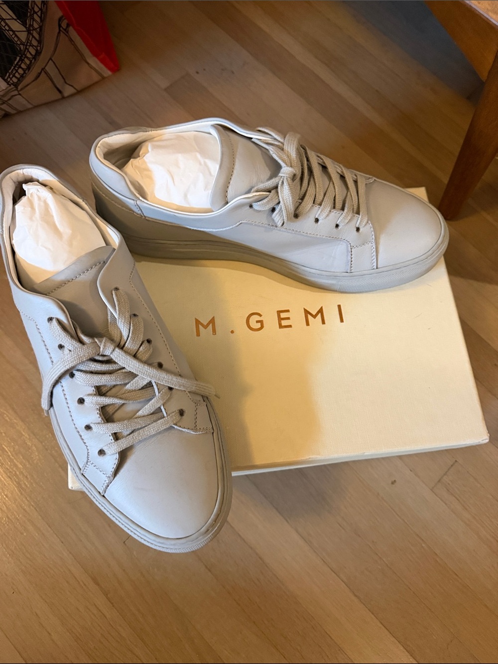 M. Gemi Women’s Light Gray Leather Low-Top Sneakers